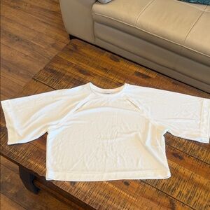 Zara off white/cream  Short-Sleeve Crop Top